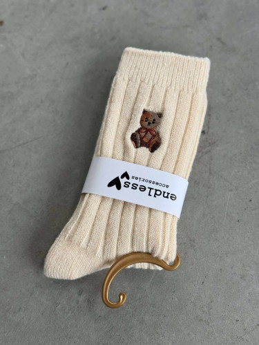 Sokker med bamse taupe